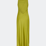 DanillaMD Dress is a long satin dress with an elegant, figure-hugging silhouette. The design features a straight neckline, thin straps and draped detailing at the side, creating a soft fall. The open back with delicate crossing straps adds a feminine touch. Style it with heels and simple accessories for special occasions. The model is 175 cm tall and is wearing a size S/36.