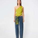 DanillaMD Top is an asymmetric satin top with a fitted silhouette and one shoulder. The design features soft draping and a tie detail at the side, creating a feminine finish while allowing the fit to be adjusted. Style it with tailored trousers or a long skirt for both everyday wear and special occasions. The model is 175 cm tall and is wearing a size S/36.
