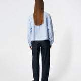 DanjaMD Shirt is a striped shirt with a relaxed fit and long sleeves. The design features a classic shirt collar with decorative lace trim, a button-down front and two chest pockets. Lace trims at the cuffs add a feminine contrast to the classic striped look. Style it with jeans or tailored trousers for an everyday look. The model is 175 cm tall and is wearing a size S/36.