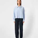 DanjaMD Shirt is a striped shirt with a relaxed fit and long sleeves. The design features a classic shirt collar with decorative lace trim, a button-down front and two chest pockets. Lace trims at the cuffs add a feminine contrast to the classic striped look. Style it with jeans or tailored trousers for an everyday look. The model is 175 cm tall and is wearing a size S/36.