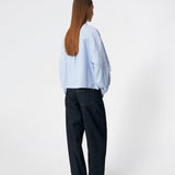 DanjaMD Shirt is a striped shirt with a relaxed fit and long sleeves. The design features a classic shirt collar with decorative lace trim, a button-down front and two chest pockets. Lace trims at the cuffs add a feminine contrast to the classic striped look. Style it with jeans or tailored trousers for an everyday look. The model is 175 cm tall and is wearing a size S/36.
