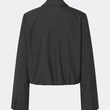 DeanneMD Blazer is a cropped blazer with a relaxed, modern silhouette. The blazer features classic lapels, long sleeves, two front buttons and an elasticated hem that adds a casual touch to the tailored design. Style it with matching trousers for a complete suit look or pair it with jeans for a more relaxed outfit. The model is 175 cm tall and is wearing a size S/36.