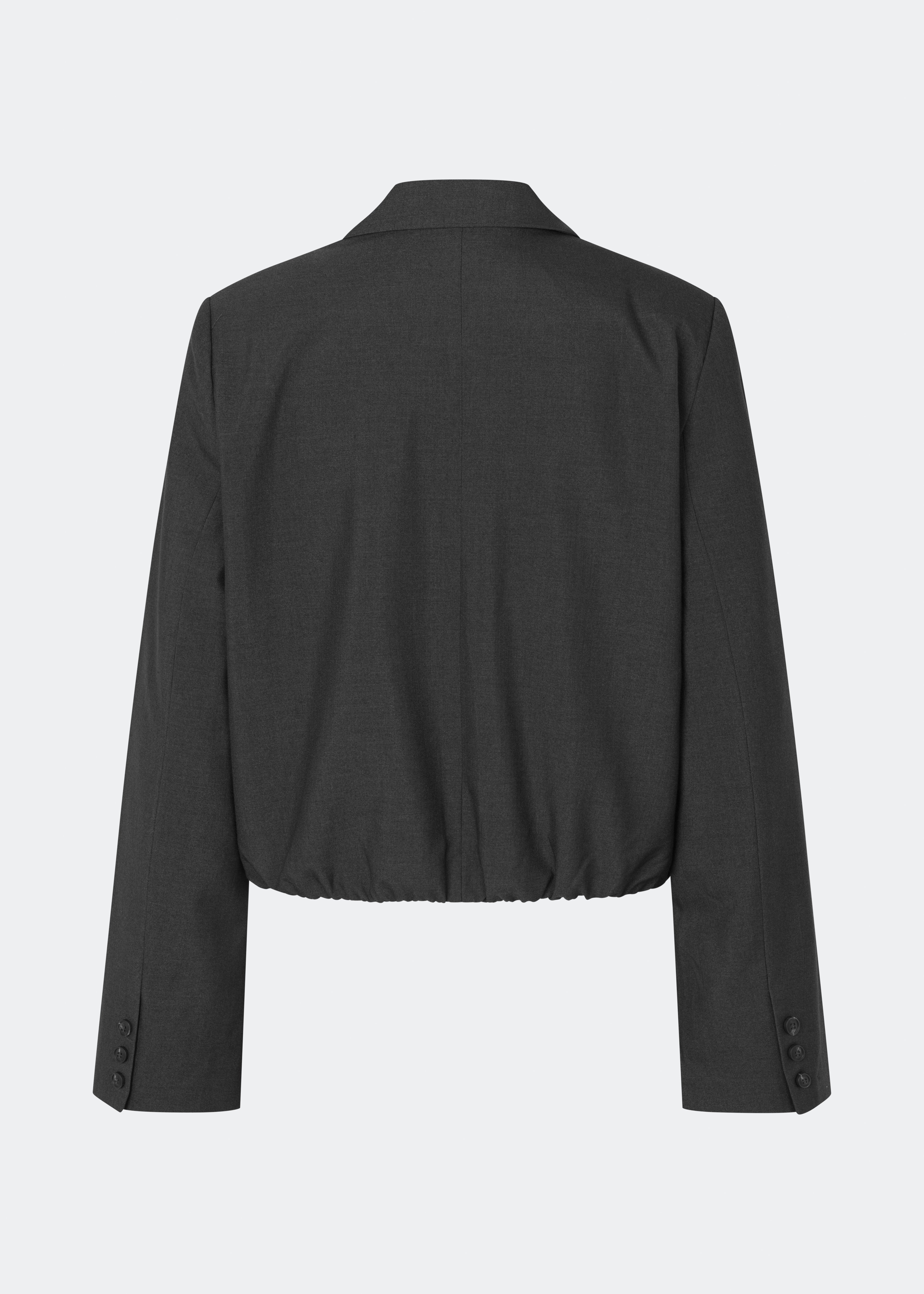 DeanneMD Blazer is a cropped blazer with a relaxed, modern silhouette. The blazer features classic lapels, long sleeves, two front buttons and an elasticated hem that adds a casual touch to the tailored design. Style it with matching trousers for a complete suit look or pair it with jeans for a more relaxed outfit. The model is 175 cm tall and is wearing a size S/36.