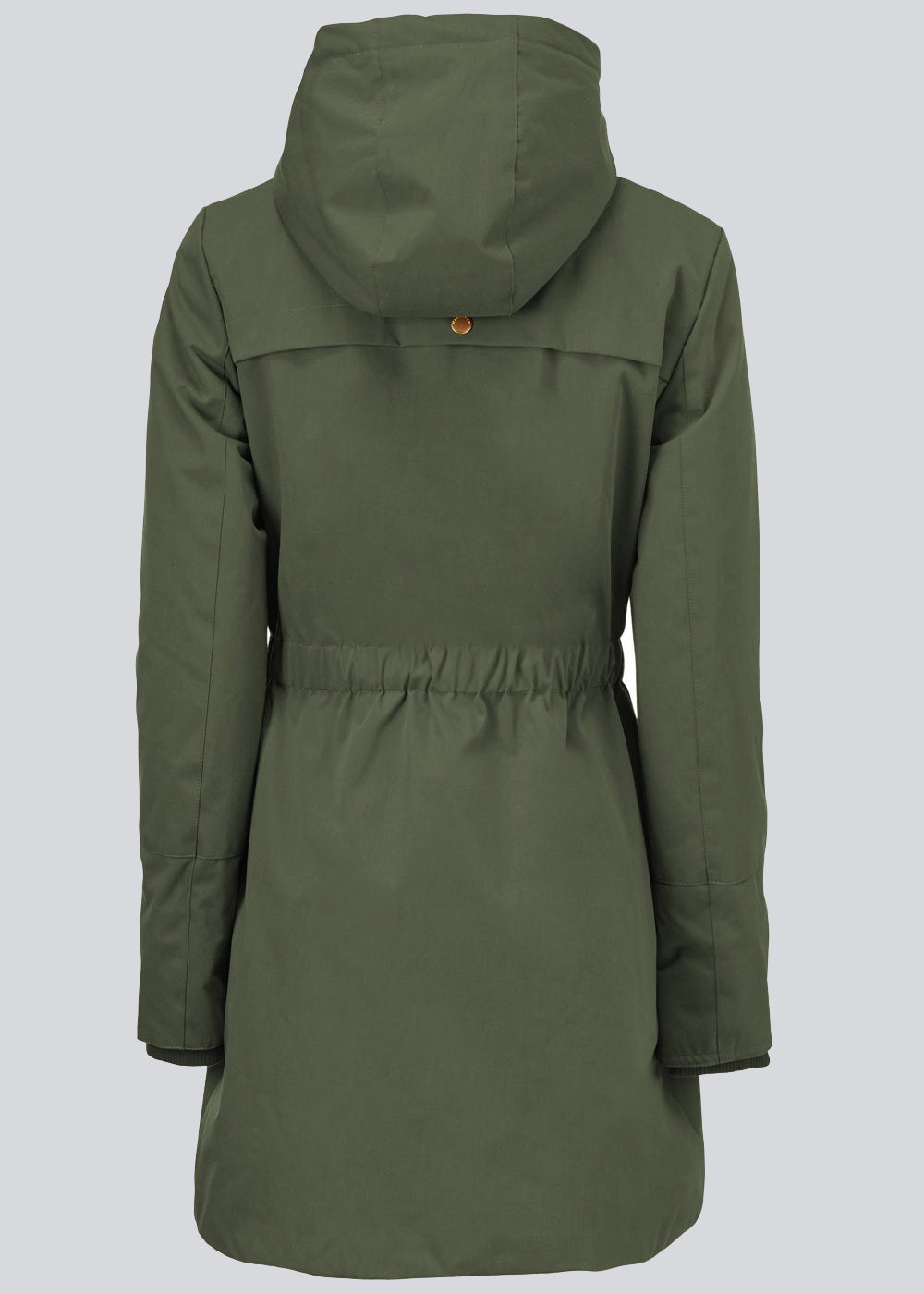 Denise coat in dark green is with hood, fitted at the waist and has hidden zipper closure at front. The jacket has 4 pockets and is lined with Thermolite polyester padding, which is recognized for its high insulation and therefore is the perfect choice for the cold winters.