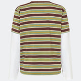 The Denismd Contrast Tee is a layered-look T-shirt combining a striped rib fabric with contrasting long sleeves for a relaxed, modern aesthetic. Designed with a loose fit, classic crew neckline, and an embroidered Modström logo at the chest for a sporty finish. Pair it with jeans, cargo trousers, or tailored pants for an effortless everyday look.