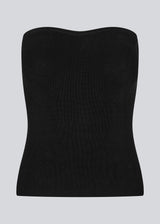 Black tube top with fitted shape and sweetheart neckline. DiegoMD top is made from a soft, ribbed knit with a silicone band on the inside of the neckline. The model is 177 cm and wears a size S/36.