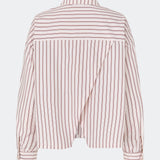 The Dilanmd Stripe Shirt is a classic striped shirt with a relaxed oversized fit. Designed with a traditional collar, button closure, and wide cuffs, it is finished with a distinctive overlapping back slit that adds a modern twist. A versatile wardrobe staple that can be worn on its own or layered effortlessly over everyday essentials.