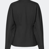 The Doritmd Blazer is a feminine tailored blazer with a clean collarless neckline and a fitted silhouette. Sculptural gold-tone buttons add a refined statement, while the shaped panels accentuate the waist for a flattering fit. Wear it with the matching trousers or layer it over a dress for a modern, sophisticated look.