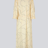Long dress in relaxed fit made from a floral cotton mix. DravenMD print dress has 3/4 length balloon sleeves with elasticated cuff. Tie belt at waist. The model is 177 cm and wears a size S/36.