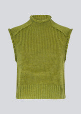 Loose sleeveless vest in plain jersey knit. FelipeMD vest is green, slightly cropped and has a high neck.