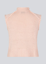 Loose sleeveless vest in plain jersey knit. FelipeMD vest has a pink pale color, is slightly cropped and has a high neck.