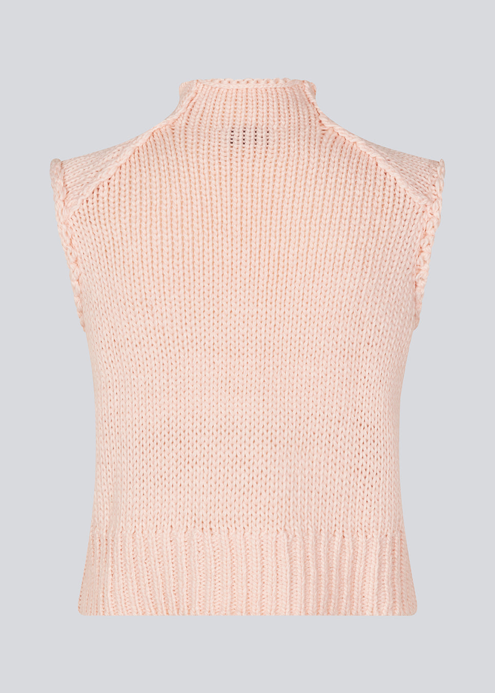 Loose sleeveless vest in plain jersey knit. FelipeMD vest has a pink pale color, is slightly cropped and has a high neck.