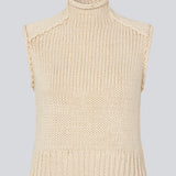 Loose off white sleeveless vest in plain jersey knit. FelipeMD vest is slightly cropped and has a high neck.