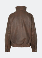 Forestmd jacket is designed in a relaxed silhouette with a high stand collar, concealed asymmetrical closure, and elasticated hem for a cool bomber-inspired look. The textured leather-look finish adds character, while the oversized fit makes it a versatile outerwear piece that effortlessly elevates both casual and dressed-up outfits.
