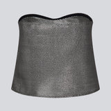 Strapless top with a sweetheart neckline in front. GabbieMD top has a simple fit in a shiny, structured material. The model is 175 cm and wears a size S/36.
