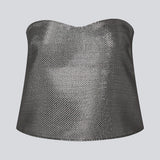 Strapless top with a sweetheart neckline in front. GabbieMD top has a simple fit in a shiny, structured material. The model is 175 cm and wears a size S/36.