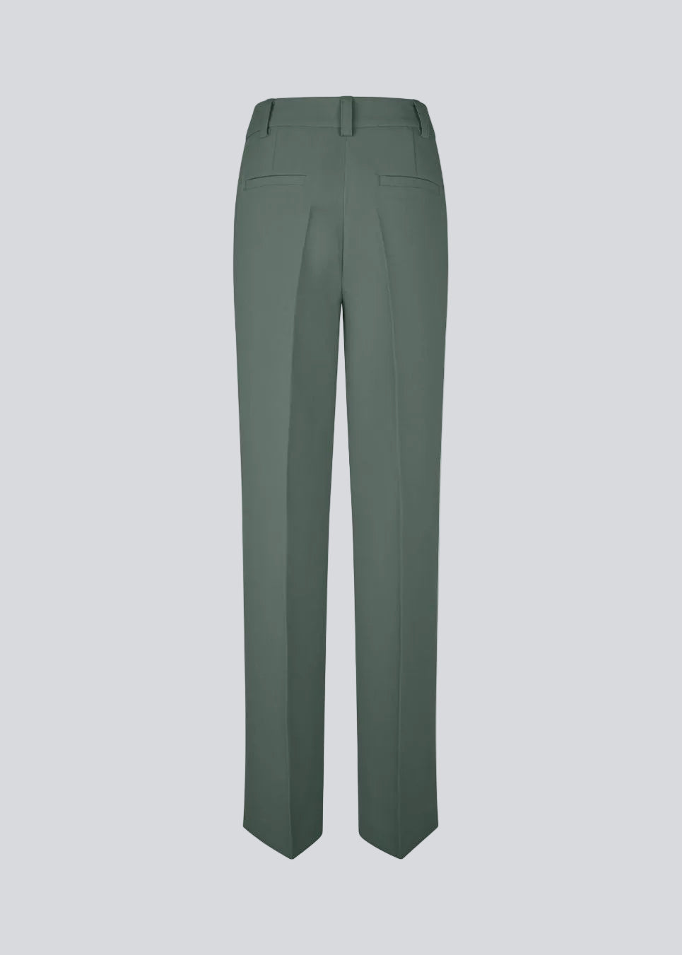 Gale pants in dark green have a classic design. The pants have straight, wide legs with pressfolds, which create an elegant look. The model is 175 cm and wears a size S/36.