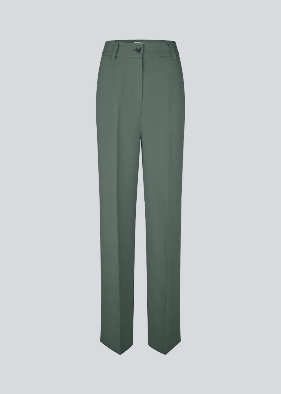 Gale pants in dark green have a classic design. The pants have straight, wide legs with pressfolds, which create an elegant look. The model is 175 cm and wears a size S/36.