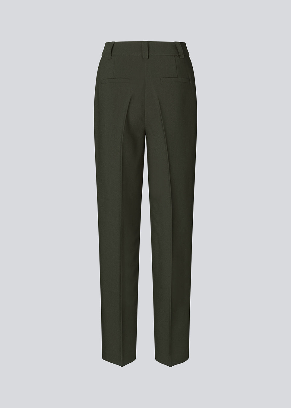 Gale pants have a classic design in dark green. The pants have straight, wide legs with press folds, which creates an elegant look. The model is 175 cm and wears a size S/36.  Style the pants with matching blazer in the same color: Gale blazer.