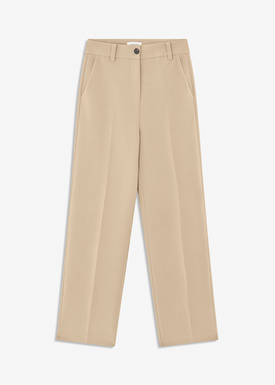 Gale pants in Powder Sand have a classic design. The pants have straight, wide legs with pressfolds, which creates an elegant look.