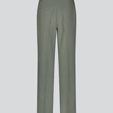Gale pants in soft green has a classic design. The pants has straight, wide legs with pressfolds, which creates an elegant look. The model is 175 cm and wears a size S/36.<br>
