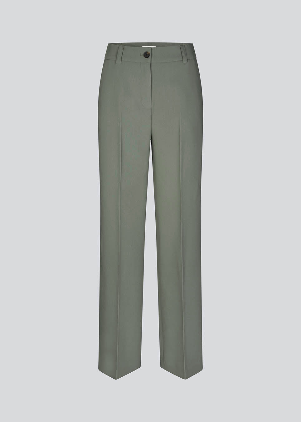 Gale pants in soft green has a classic design. The pants has straight, wide legs with pressfolds, which creates an elegant look. The model is 175 cm and wears a size S/36.<br>