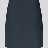 Classic A-line skirt in dark blue in short length. GaleMD skirt has a simple expression with a hidden zip at side seam and slit in front.