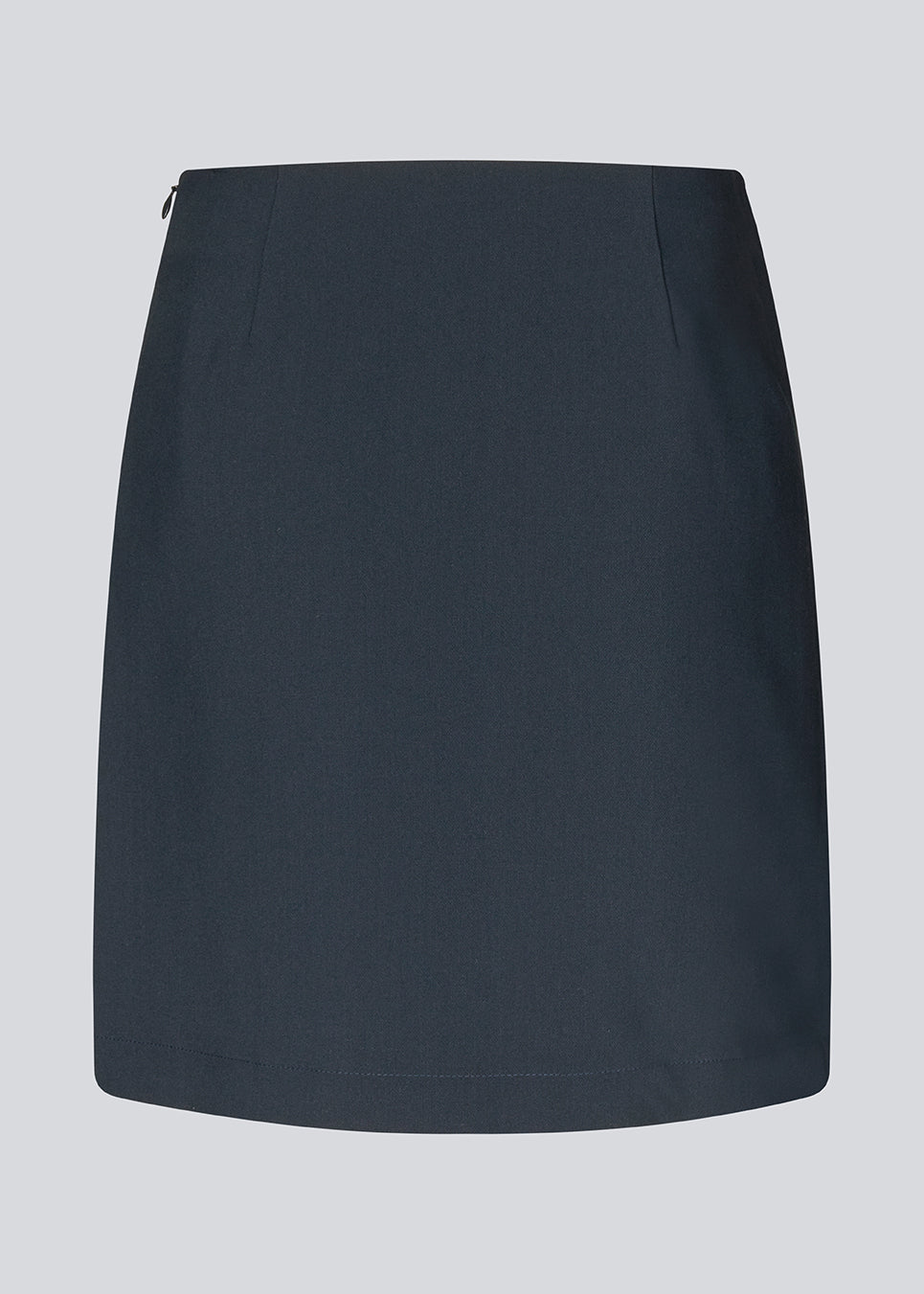 Classic A-line skirt in dark blue in short length. GaleMD skirt has a simple expression with a hidden zip at side seam and slit in front.