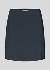 Classic A-line skirt in dark blue in short length. GaleMD skirt has a simple expression with a hidden zip at side seam and slit in front.