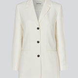 Gale blazer in white has a classic and elegant design, fulfilled by the beautiful revers collar and a long fit. The blazer has button closure at the front and a chest pocket at the left side.  Shop the look: Gale pants.
