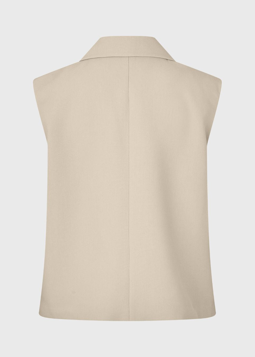 Loose vest with a collar in our classic gale material. Galemd vest is sleeveless and has a front button closure.