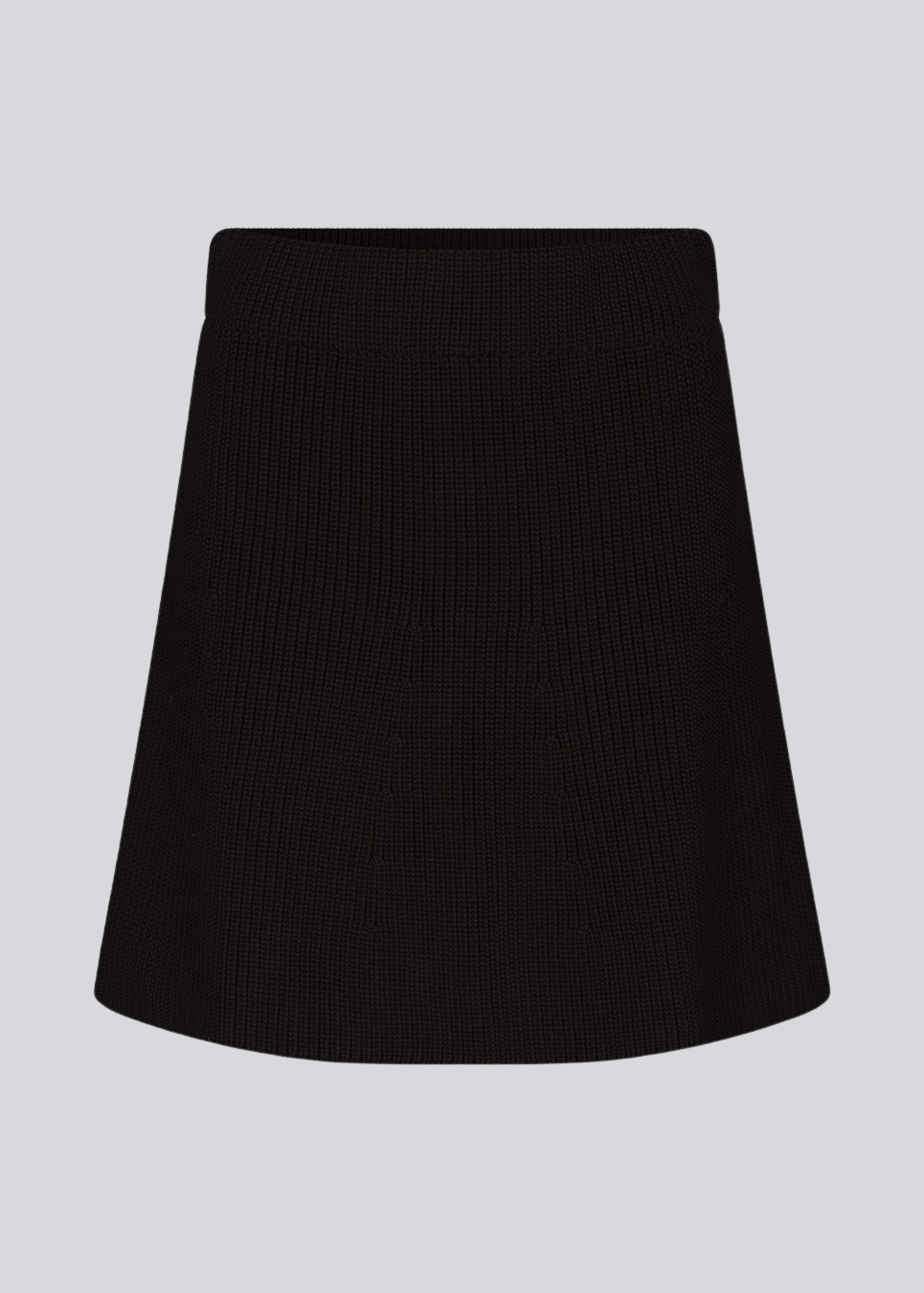 Knitted mini skirt in black in an A-line silhouette with a high waist with covered elasticated. GalenMD skirt is made of organic cotton. 