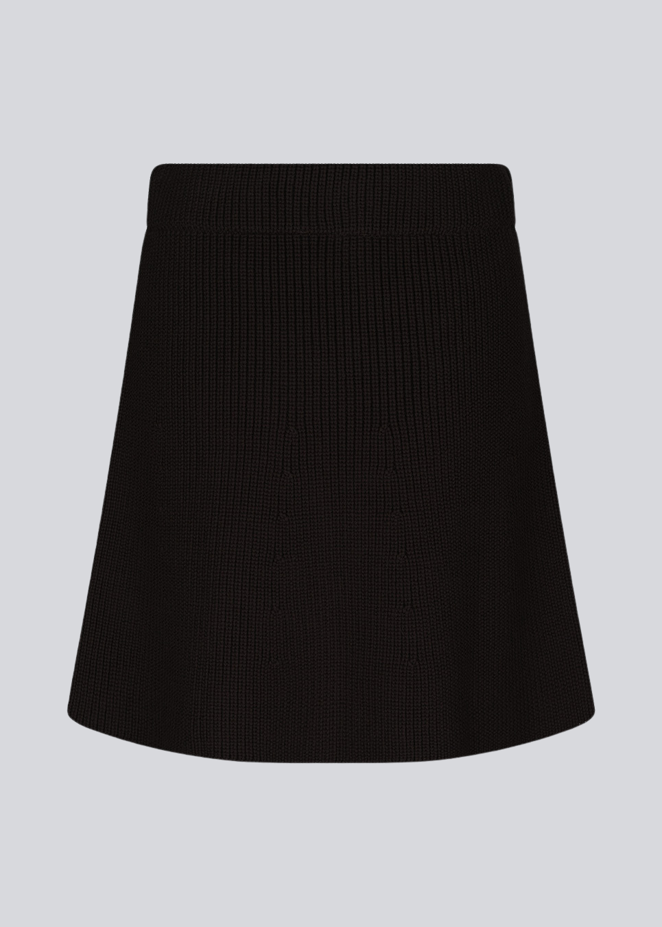 Knitted mini skirt in black in an A-line silhouette with a high waist with covered elasticated. GalenMD skirt is made of organic cotton. 