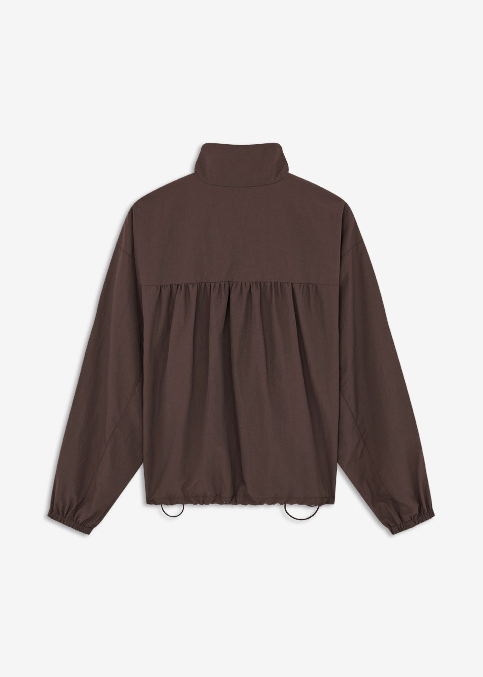 GannonMD Jacket is a short jacket with a relaxed fit and high collar. The design features a concealed front fastening, large front pockets, elasticated cuffs and an adjustable drawstring hem. The gathered detail at the back adds extra volume to the silhouette. Style it over a T-shirt or knitwear for a relaxed everyday look.