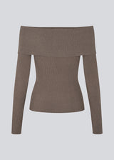 Ribknitted top in a stretchy quality. GaryMD top has a tight fit with long sleeves and an off shoulder neckline with folded detail.