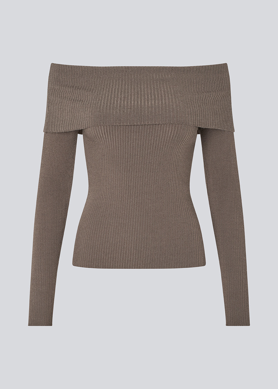 Ribknitted top in a stretchy quality. GaryMD top has a tight fit with long sleeves and an off shoulder neckline with folded detail.