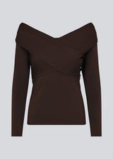 Long-sleeved top in dark brown in a soft quality. GeorgiaMD wrap top has a slim silhouette and a slight off-shoulder-effect with a draped wrap look at the top. The model is 175 cm and wears a size S/36.Long-sleeved top in dark brown in a soft quality. GeorgiaMD wrap top has a slim silhouette and a slight off-shoulder-effect with a draped wrap look at the top. The model is 175 cm and wears a size S/36.