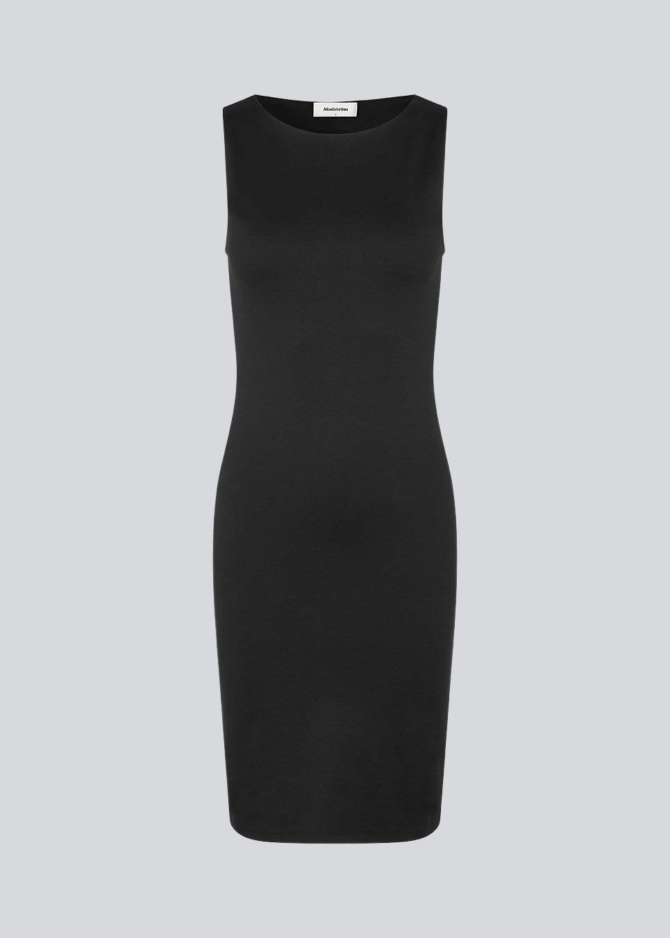 Figure-hugging dress in black with a high boat neck. HakanMD dress is sleeveless, and a midi length cutting at the knees.<br>