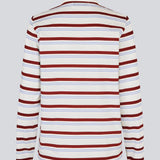 Longsleeved t-shirt made from cotton jersey with stripes. HellenMD LS stripe t-shirt has a relaxed silhouette with wide sleeves and a round neck. The model is 175 cm and wears a size S/36.