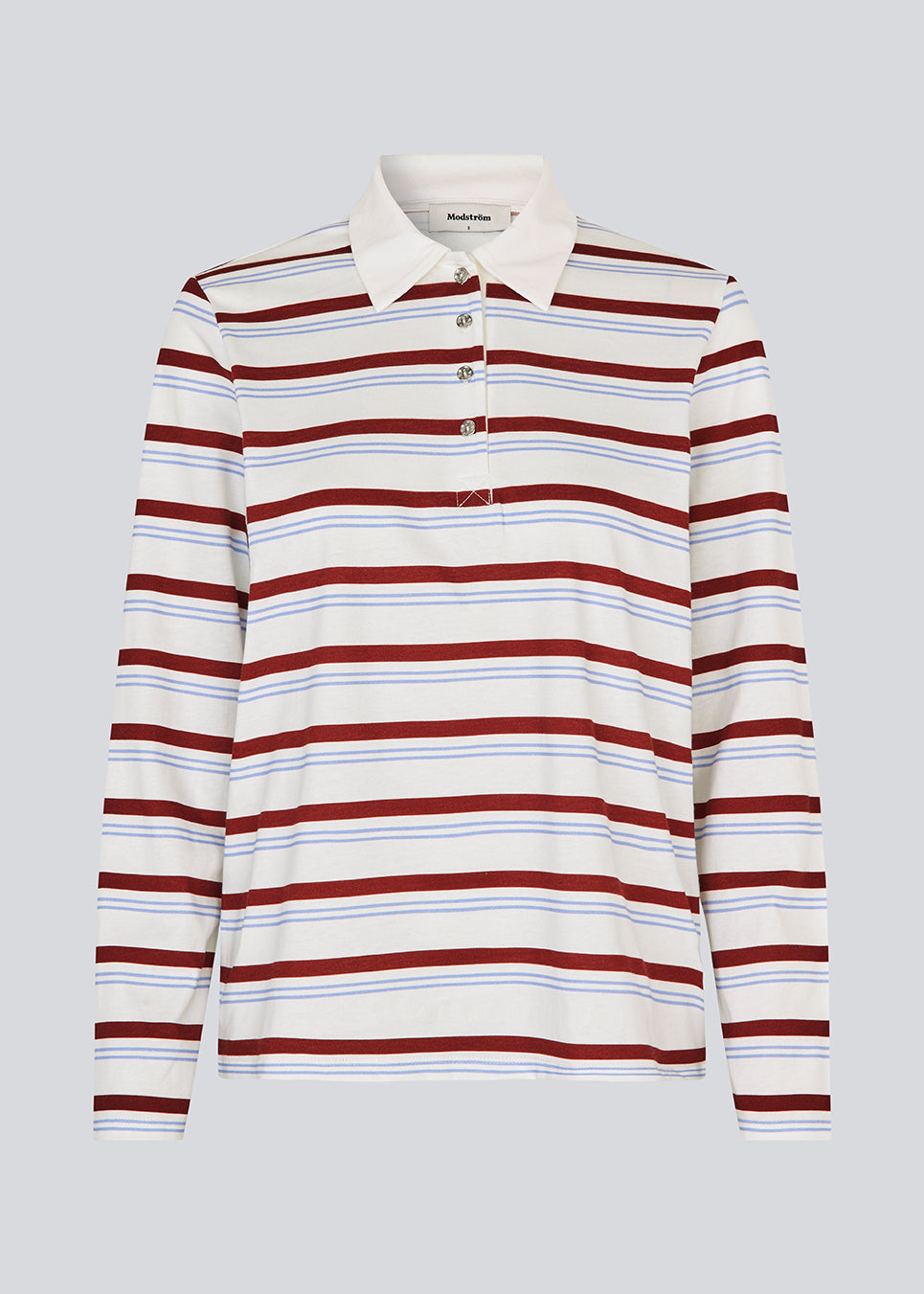 Longsleeved t-shirt made from cotton jersey with stripes. HellenMD LS stripe t-shirt has a relaxed silhouette with wide sleeves and a round neck. The model is 175 cm and wears a size S/36.