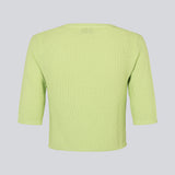Short cardigan in bright in a structured cotton blend with ribbed trimmings. HeroMD cardigan has a v-neck with button closure in front and short sleeves.