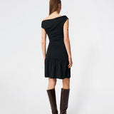 Off-the-shoulder dress crafted from a soft and stretchy fabric. HimaMD Flare Dress features a fitted silhouette with a wide folded neckline that can be worn off the shoulders, gathered detailing at the waist, and a feminine flared hem. The body-hugging fit enhances the silhouette, while the soft stretch fabric ensures all-day comfort.