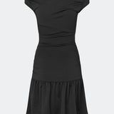 Off-the-shoulder dress crafted from a soft and stretchy fabric. HimaMD Flare Dress features a fitted silhouette with a wide folded neckline that can be worn off the shoulders, gathered detailing at the waist, and a feminine flared hem. The body-hugging fit enhances the silhouette, while the soft stretch fabric ensures all-day comfort.