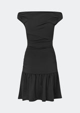 Off-the-shoulder dress crafted from a soft and stretchy fabric. HimaMD Flare Dress features a fitted silhouette with a wide folded neckline that can be worn off the shoulders, gathered detailing at the waist, and a feminine flared hem. The body-hugging fit enhances the silhouette, while the soft stretch fabric ensures all-day comfort.