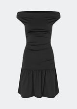 Off-the-shoulder dress crafted from a soft and stretchy fabric. HimaMD Flare Dress features a fitted silhouette with a wide folded neckline that can be worn off the shoulders, gathered detailing at the waist, and a feminine flared hem. The body-hugging fit enhances the silhouette, while the soft stretch fabric ensures all-day comfort.