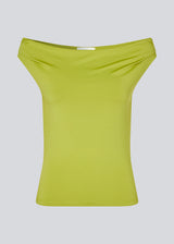 Off-shoulder top in lime green in a stretchy material. HimaMD off-shoulder top is fitted and slightly cropped.