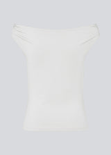Off-shoulder top in white in a stretchy material. HimaMD off-shoulder top is fitted and slightly cropped.