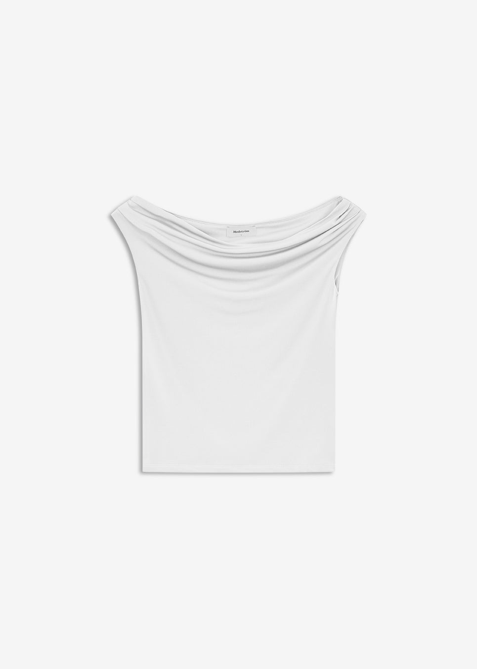 Off-shoulder top in white in a stretchy material. HimaMD off-shoulder top is fitted and slightly cropped.