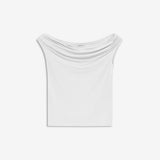 Off-shoulder top in white in a stretchy material. HimaMD off-shoulder top is fitted and slightly cropped.