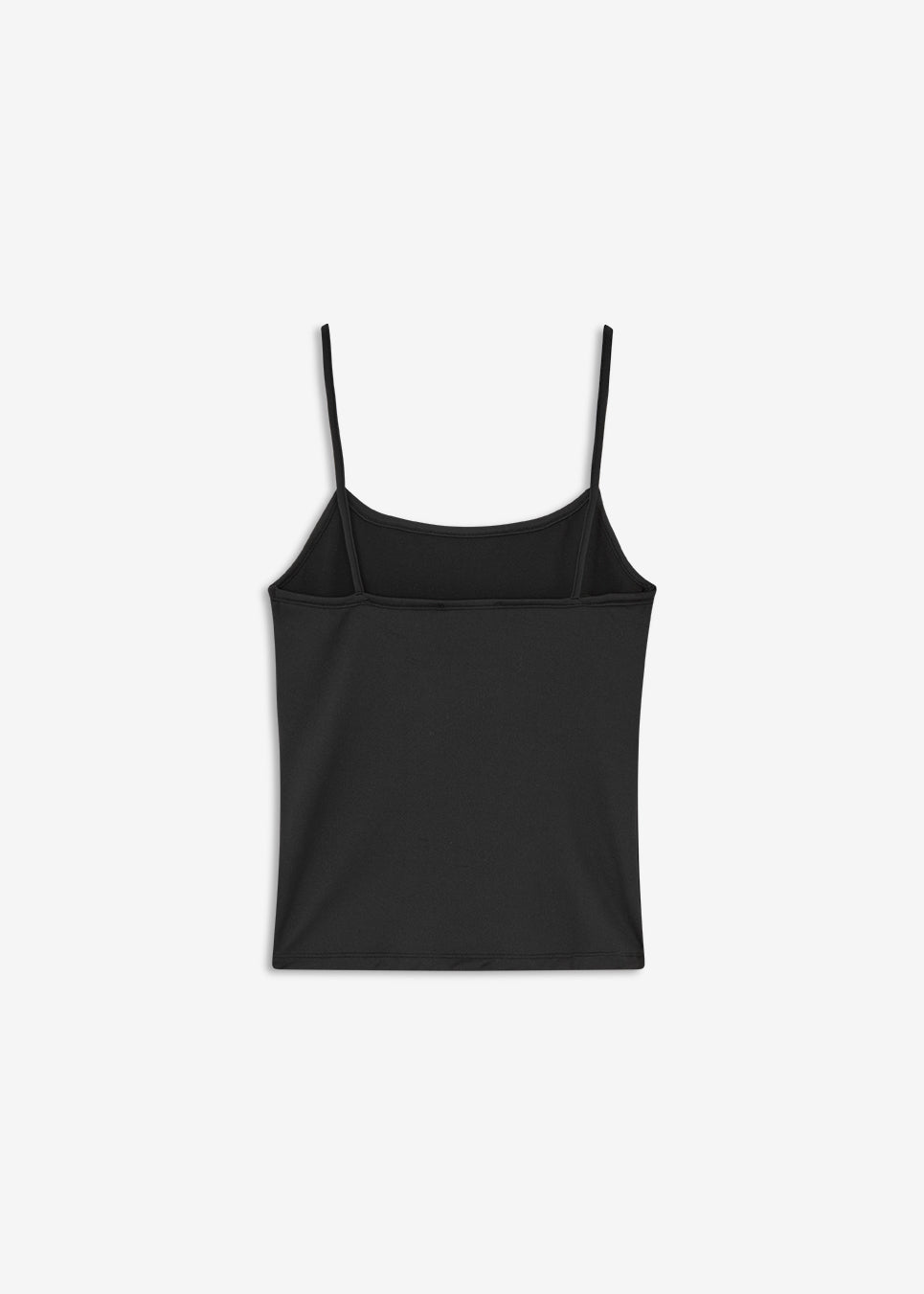 Fitted black top with stretch, a round neckline and thin straps. Wear it beneath an open shirt or pair it with a fluid skirt to bring movement to the fitted shape. The model is 175 cm and wears a size S/36.&nbsp;